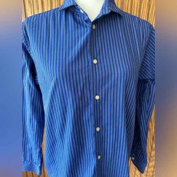 Chaps blue button up collared long sleeve shirt size 14-16 - Picture 12 of 16